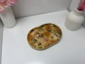 Sacred Stone Art Handmade Concrete Small Trinket Tray Floral Yellow
