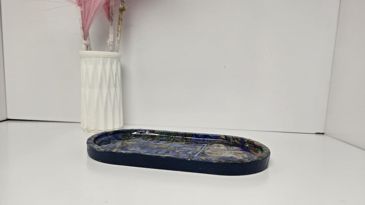 Sacred Stone Art Handmade Oval Trinket Tray Van Gogh Print LARGE