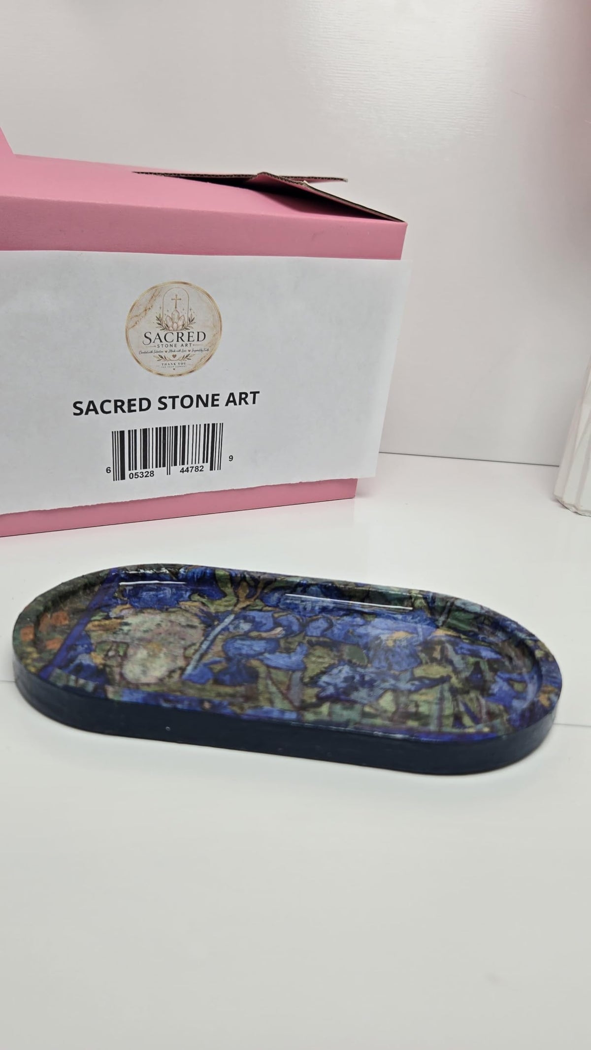 Sacred Stone Art Handmade Oval Trinket Tray Van Gogh Print LARGE