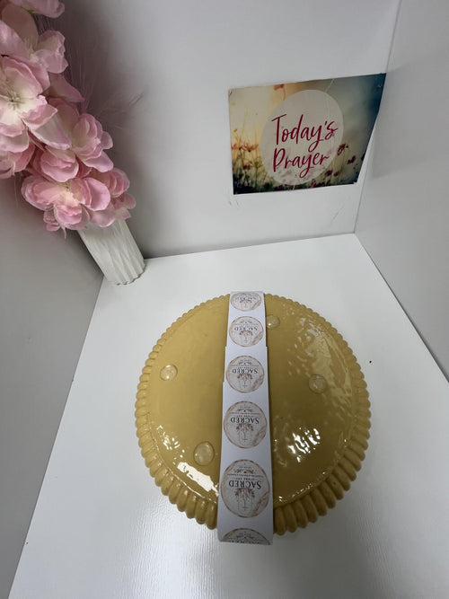 SACRED STONE ART Handmade Concrete Large Bowl Yellow Harvest