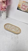 Sacred Stone Art Handmade Concrete Oval Tray with Gold Leaf