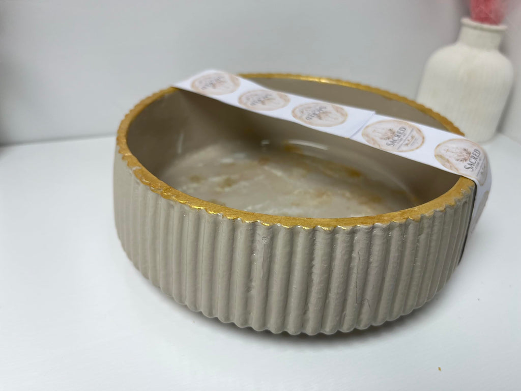 Sacred Stone Art Handmade Concrete large Bowl with Gold Foil Accents