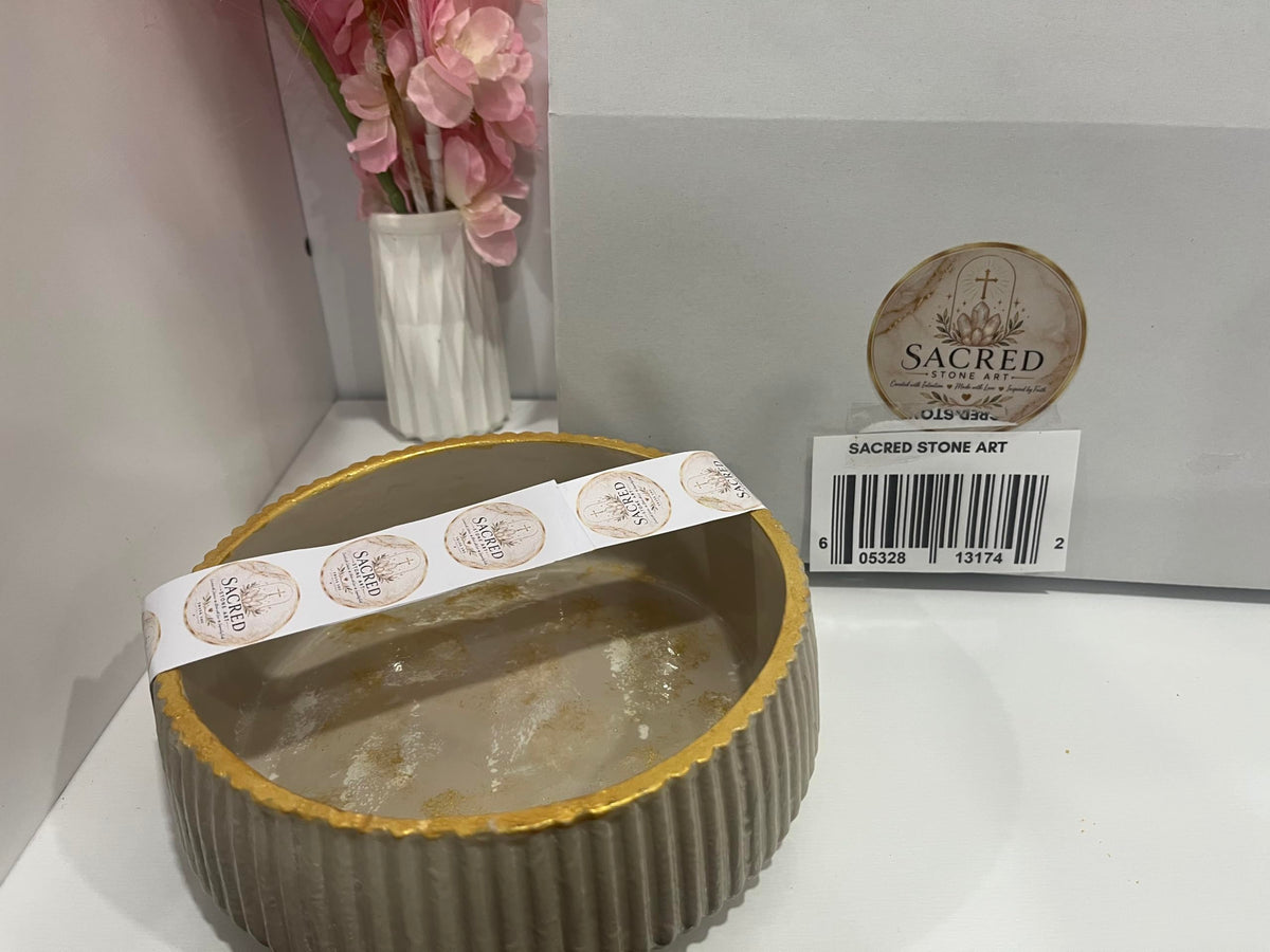 Sacred Stone Art Handmade Concrete large Bowl with Gold Foil Accents